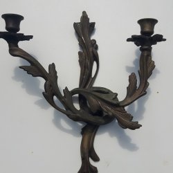 Rococo Style Antiqued Brass Dual Candle Sconce 5